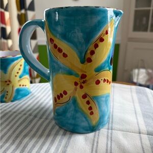 Italian Ceramic Pitcher | Hand-Painted La Musa Italy Starfish Shell Beach House